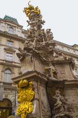 Fototapeta na wymiar Vienna, Austria December 31, 2013: The Plague column, Graben, Vienna