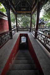 inside the China's hubei province wuhan to old palace with ancient chinese poetry