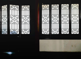 inside the China's hubei province wuhan to old palace with ancient chinese poetry
