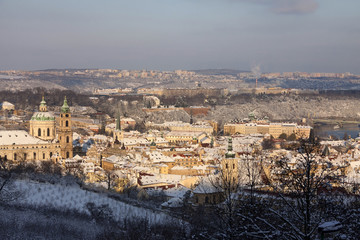 Fototapeta na wymiar Christmas snowy Prague City, Czech republic