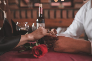 Riding on a romantic dinner with wine and music.