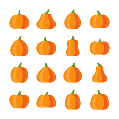 Halloween Pumpkin icon set flat style collection
