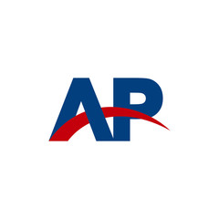 Initial letter AP, overlapping movement swoosh logo, red blue color