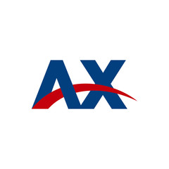 Initial letter AX, overlapping movement swoosh logo, red blue color