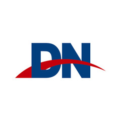 Fototapeta premium Initial letter DN, overlapping movement swoosh logo, red blue color