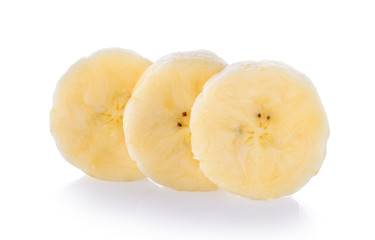 slice banana on white background