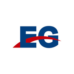 Initial letter EG, overlapping movement swoosh logo, red blue color