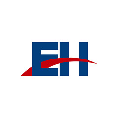 Initial letter EH, overlapping movement swoosh logo, red blue color