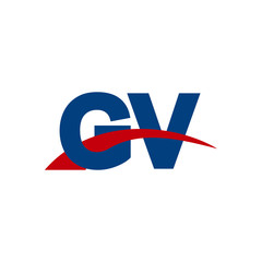 Initial letter GV, overlapping movement swoosh logo, red blue color