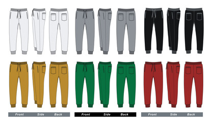  Set trousers pants colorful, vector images