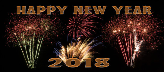 Happy New Year 2018 fireworks banner