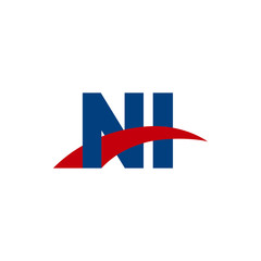 Fototapeta premium Initial letter NI, overlapping movement swoosh logo, red blue color