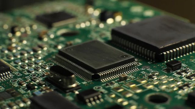Rotating close up macro of a circuit board