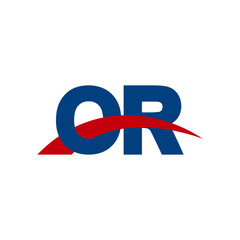 Initial letter OR, overlapping movement swoosh logo, red blue color