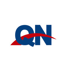 Initial letter QN, overlapping movement swoosh logo, red blue color