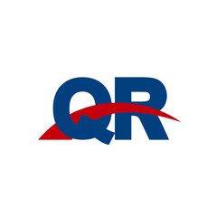 Initial letter QR, overlapping movement swoosh logo, red blue color