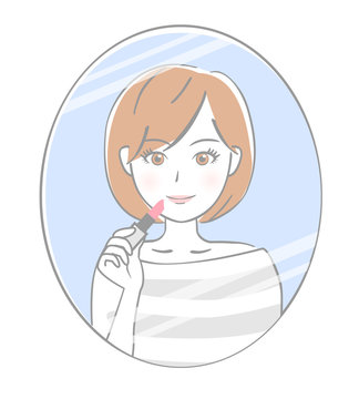 recommend clip art: 鏡に映る女性　口紅