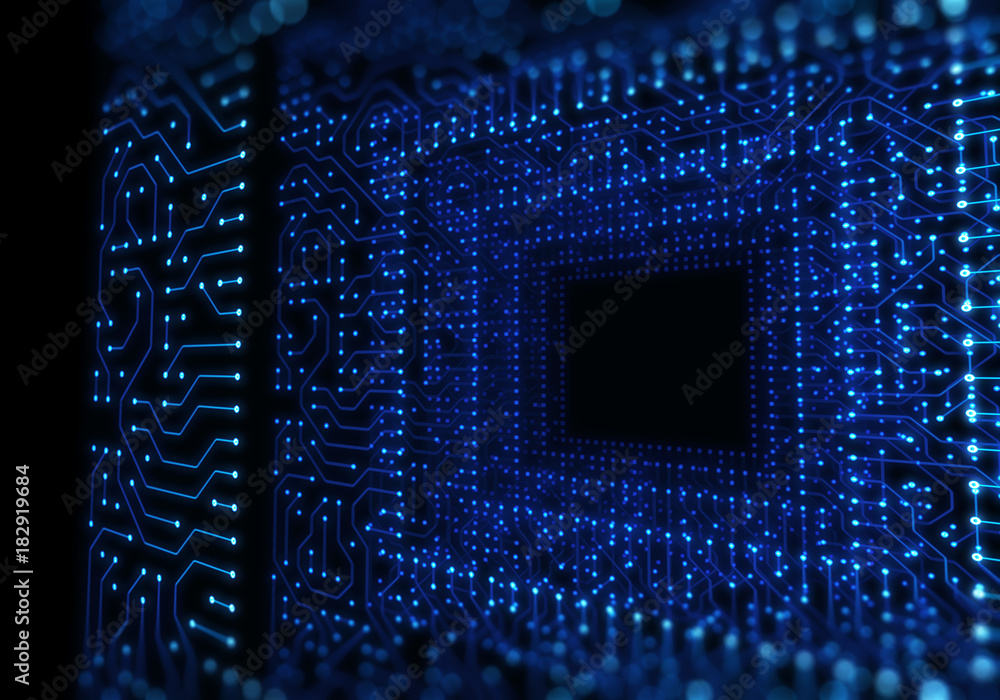 Poster futuristic blue circuit pattern abstract background illustration