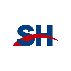 Initial letter SH, overlapping movement swoosh logo, red blue color