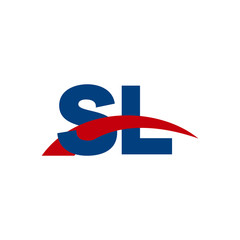 Initial letter SL, overlapping movement swoosh logo, red blue color