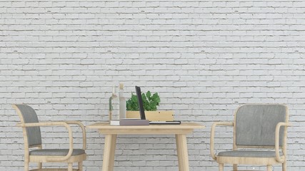 3D Rendering Interior minimal living room and wall decorate