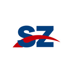 Initial letter SZ, overlapping movement swoosh logo, red blue color