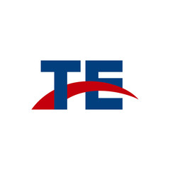 Initial letter TE, overlapping movement swoosh logo, red blue color