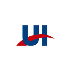 Initial letter UI, overlapping movement swoosh logo, red blue color