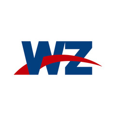 Initial letter WZ, overlapping movement swoosh logo, red blue color