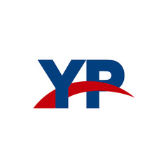 Initial letter YP, overlapping movement swoosh logo, red blue color