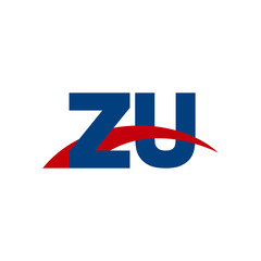 Initial letter ZU, overlapping movement swoosh logo, red blue color