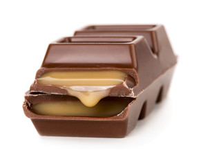 Closeup of broken chocolate bar