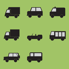 cars vector icon set black