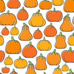 Different shapes pumpkin harvest seamless pattern