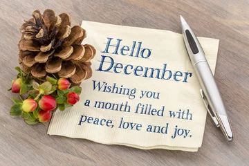 Deurstickers Hello December. Wishing you peace, love an d joy. © MarekPhotoDesign.com