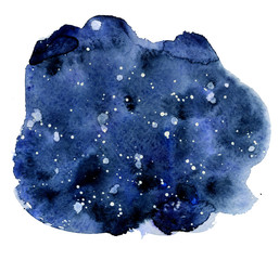 Watercolor night sky background, hand drawn watercolour texture