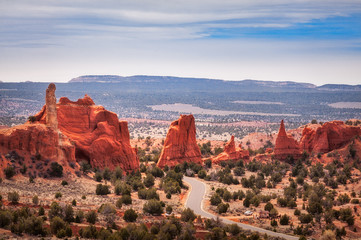 The road through Kodachrome Basin State Park, Utah, USA.