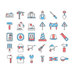 building construction icon set