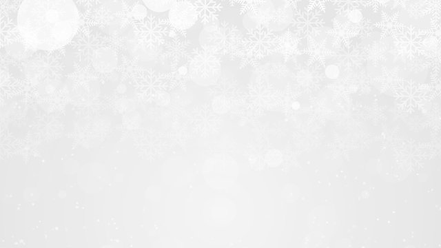 Abstract Sparkling Snowflakes and Bokeh White and Gray Vector Backgrounds
