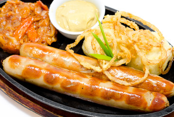 two grilled sausages