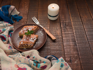 Baklava from natural ingredients. It's a very tasty dessert.