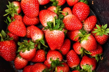 Top view of fresh strawberry background
