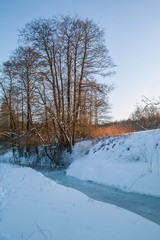 River on the frozen winter day
