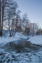 River on the frozen winter day