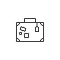 Travel bag line icon, outline vector sign, linear style pictogram isolated on white. Baggage, luggage symbol, logo illustration. Editable stroke