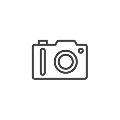 Photo camera line icon, outline vector sign, linear style pictogram isolated on white. Symbol, logo illustration. Editable stroke