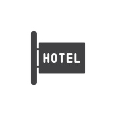 Hotel signboard icon vector, filled flat sign, solid pictogram isolated on white. Symbol, logo illustration.