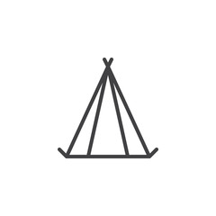 Camping tent line icon, outline vector sign, linear style pictogram isolated on white. Shelter tent symbol, logo illustration. Editable stroke
