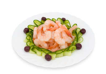 Chinese food. Shrimps, clipping path.