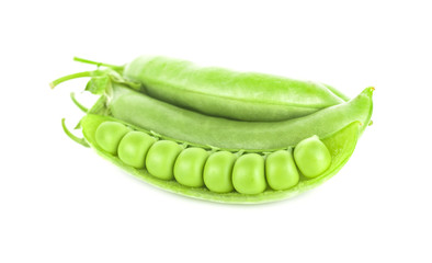 fresh green peas isolated on a white background